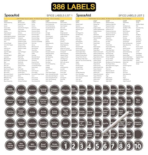 SpaceAid Spice Rack Organizer with 28 Spice Jars, 386 Spice Labels, Chalk Marker and Funnel Set for Cabinet, Countertop, Pantry, Cupboard or Door & Wall Mount - 28 Jars, 13.4" W × 10.8" H, Black thumbnail 5