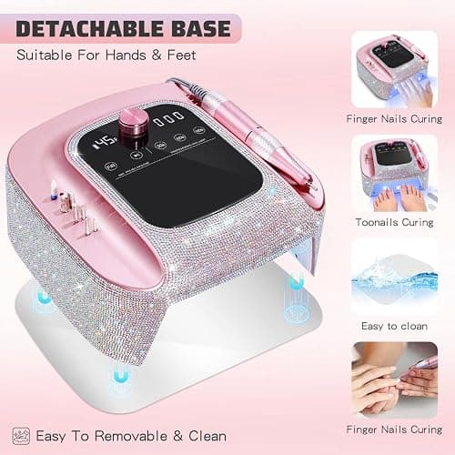 HNHFTT 2-in-1 UV LED Nail Lamp & Nail Drill, Professional Rechargeable Nail Dryer, Led Nail Lamp with LCD Display & Auto Sensor, 45000 RPM Electric Nail Drill Machine, Designed for Salon, Home thumbnail 6