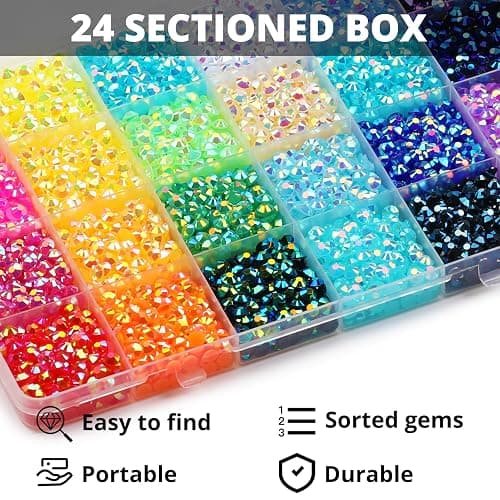9000Pcs 5mm Rainbow Jelly Colored Rhinestones Gems Bedazzling Bedazzler Kit Jewels Gemstones Stones for Crafts Clothes Crafting Book, Flat Back Resin Bedazzled Crystals SS20 Bulk, Bejeweled B7000 Glue thumbnail 3
