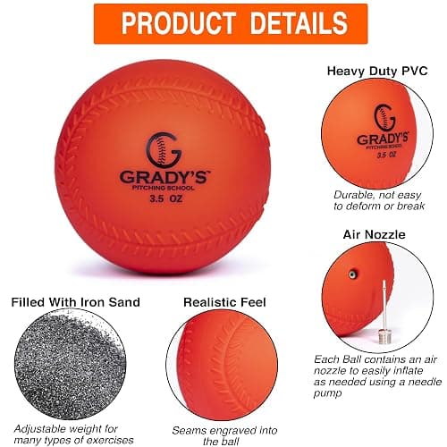 Grady's Pitching School Weighted Velocity Training Ball Set – Seam & Seamless Options for Pitching & Arm Strength + Set of 6 Balls + Carrying Case thumbnail 3