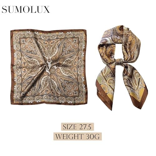 Sumolux Head Hair Scarf for Women Like Satin Silk Scarf Bandana | Hair Wrapping Night, Large Square Scarves 27.5", Fashion Neck Scarves thumbnail 2