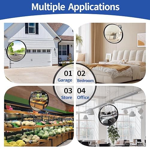 12-Inch Convex Safety Mirror– 160° Adjustable Wide Angle Acrylic Traffic Mirror for Driveway, Garage & Warehouse, Eliminate Blind Spots, Shatterproof Indoor/Outdoor with Easy Wall Mount thumbnail 5