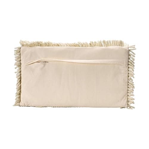 Creative Co-Op Woven Wool Shag Lumbar Pillow with Love Design, Black and Cream thumbnail 8