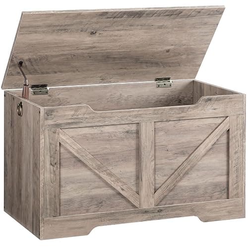 HOOBRO Storage Chest, 75 cm Retro Toy Box Organizer with U-Shaped Cut-Out Pull, Storage Bench, Safety Hinge, Sturdy Toy Chest, Wooden, Supports 100 kg, Easy Assembly, Greige BG77CW01 - Image 1