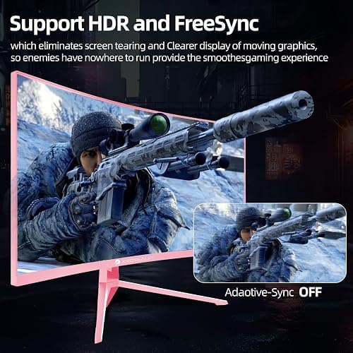 34" 4K Pink Curved Gaming Monitor, 3440 x 1440 165Hz, Ultra Wide Computer Display, 1500R -Pip 1ms (Mprt) HDR400 125% sRGB, Dci-P3 92%, HDMI/DP, Port, Suitable for thumbnail 6