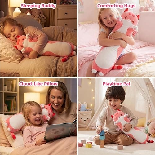 Mewaii Kids Body Pillow Pink Long Cat Plush 20 in, Extra Filling Soft Cute | Ultra-Soft Stretch Fabric, Huggable Cat Plush, For Bedtime, Sofa Back Cushion, Cute Kawaii Cat Design, Gift for Kids & Girls thumbnail 5