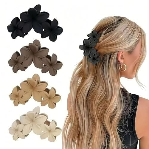 4Pcs Flower Hair Clips for Women Hair Claw Clips Set Nonslip Strong Hold Thick Thin Curly Hair thumbnail 2