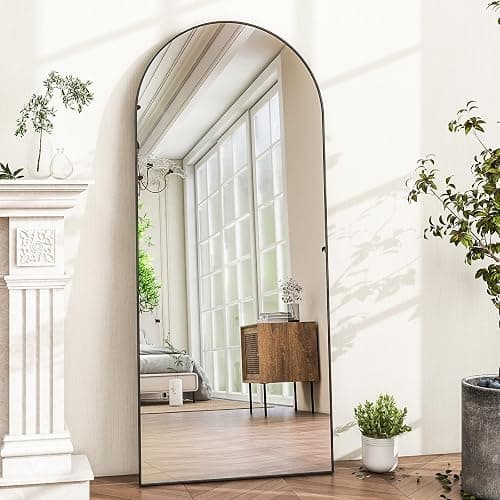 HARRITPURE 56"x21"Full Length Mirror Arch Floor Mirrors with Aluminum Alloy Frame Free-Standing Wall Mounted or Leaning Large Bedroom Dressing Mirror Modern & Contemporary Decor for Home,Black thumbnail 4