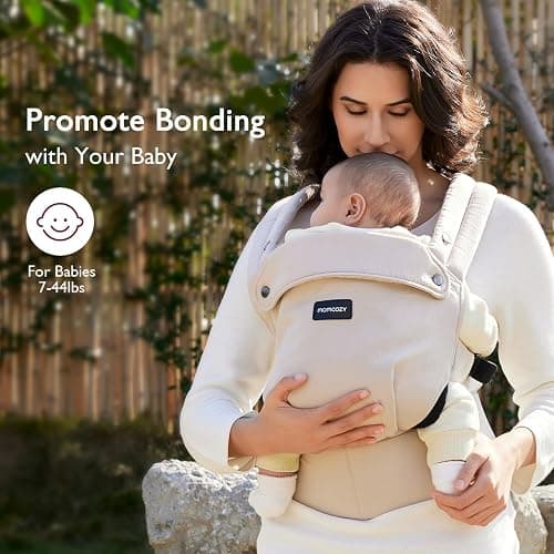 Momcozy Baby Carrier Newborn to Toddler - Ergonomic, Cozy and Lightweight Infant Carrier for 7-44lbs, Effortless to Put On, Ideal for Hands-Free Parenting, Enhanced Lumbar Support, Khaki thumbnail 3