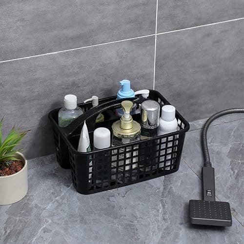 JiatuA Portable Shower Caddy Basket with Compartments Cleaning Supplies Organizer with Handle Plastic Storage Divided Tool Bin for Bathroom, Bedroom, Kitchen, College Dorm, Garden, Under Sink, Black thumbnail 2