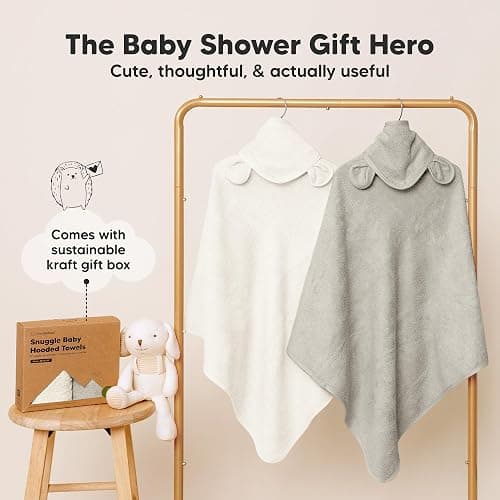 KeaBabies 2-Pack Hooded Baby Towels for Newborn - 30x30 Soft & Absorbent Viscose from Bamboo Baby Bath Towels with Hood for Infant, Toddler,Kids,Boys Girls,Newborn Bath Essentials (Graphite, Petite) thumbnail 8