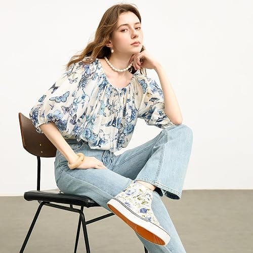 yageyan Womens High Top Canvas Sneakers Fashion Lace up White Shoes for Women Casual Classic thumbnail 6