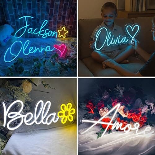 Custom Neon Signs, LED Neon Name Sign Personalized for Gifts Wall Decor, Neon Lights Sign Customizable for Bedroom Wedding Decor Office Beauty Salon Party Prom thumbnail 4