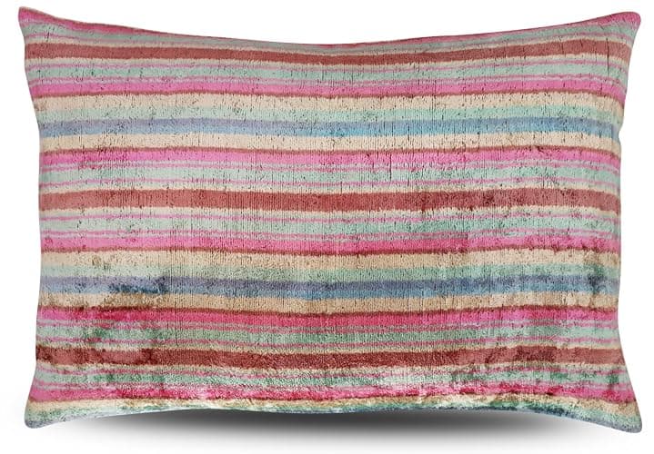 CANVELLO Handmade Velvet Decorative Pillow 16" x 24" | Premium Down Feather Fill, Earth-Tone Stripe Pattern, Hidden Zipper Closure thumbnail 4