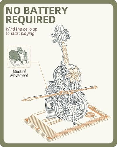 ROKR 3D Wooden Puzzles for Adults,Wooden Music Box Kits-Cello Wood Model Kits for Adults to Build,Stem Projects for Teens,Birthday Gifts Hobbies for Women Men thumbnail 4