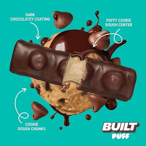 Built Bar, Puff Protein Bars, Cookie Dough Chunk Puff, 15g Protein Snacks, On-The-Go Bars, Only 160 Calories, 8g Sugar, Collagen, Not Gluten Free, 12 Count thumbnail 3