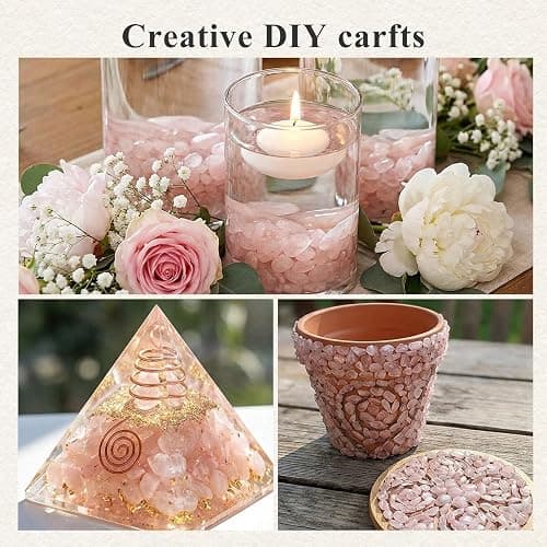 JOHOUSE Rose Quartz Crystals, 1LB Pink Crushed Rose Quartz Chips Bulk | Assorted Succulent Rocks, Plant Gravels, Aquarium Fish Tank Gravel, Vase Filler thumbnail 7