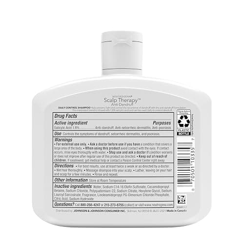 Neutrogena Scalp Therapy Anti-Dandruff Shampoo Daily Control, 1.8% salicylic acid, with fragrance of warm vanilla & toasted coconut notes, 12 fl oz thumbnail 8