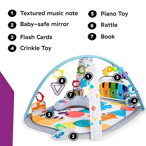 Baby Einstein, 4 in 1 Kickin' Tunes Spieldecke mit 70+ Geräuschen, 25+ Minuten Musik, Erlebnisdecke mit Klavier und Lichtern, Spielmatte mit Spielbogen abnehmbarem Babyspielzeug, ab der Geburt thumbnail 7