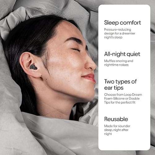 Loop Dream – Silicone/Memory Foam Earplugs for Sleep Comfort | Comfortable Ear Plugs for Muffling Snoring & Sleeping | Customized Fit | 27dB (SNR) Noise Reduction thumbnail 2