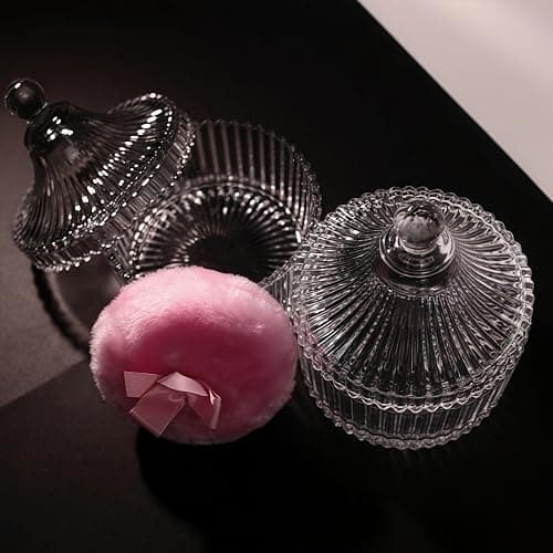 Habitable tree 2 Pcs Large Body Powder Puff and Container Valentine's Day gift Powder Container with Puff Crystal Case Soft Washable Reusable Velour Face Body Glitter Wet Dry Makeup (Pink) thumbnail 9