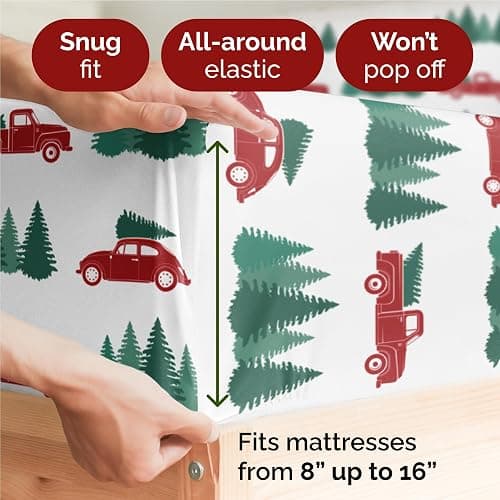 Full Christmas Christmas Tree Sheet Set - Holiday Xmas Pattern Bedding Set - Deep Pockets - Snug Fit - 4 Piece - Wrinkle Free - Cooling Comfy Festive Winter Holiday Sheets for Women, Men, Kids & Teens thumbnail 4