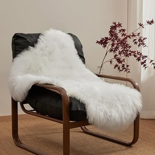 Ashler Faux Fur Rug, Fluffy White Small Sheepskin Rug, Ultra Soft 2x3 Ft Mat, Machine Washable Shag Mats, Nursery Throw for Bed, Living, Kids Room thumbnail 3