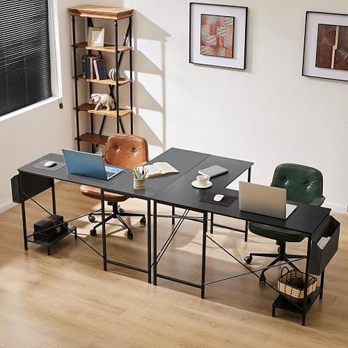 Sweetcrispy L Shaped Desk - Computer Desk Corner Desks Gaming Desk PC Table with CPU Stand Side Bag for Home Office Dorm Sturdy Writing Workstation, Black, 50-Inch thumbnail 5
