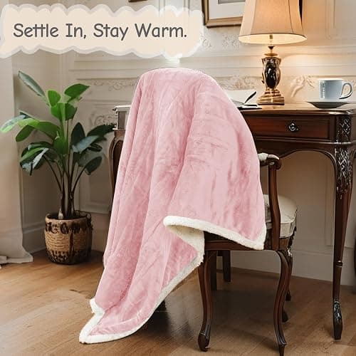 Electric Heated Blanket Throw Size 50"x60", Soft Flannel with Overheat Protection, 6 Adjustable Heat Settings & 3-Hour Auto-Off Timer, Fast Heating for Winter Comfort, Pink thumbnail 5