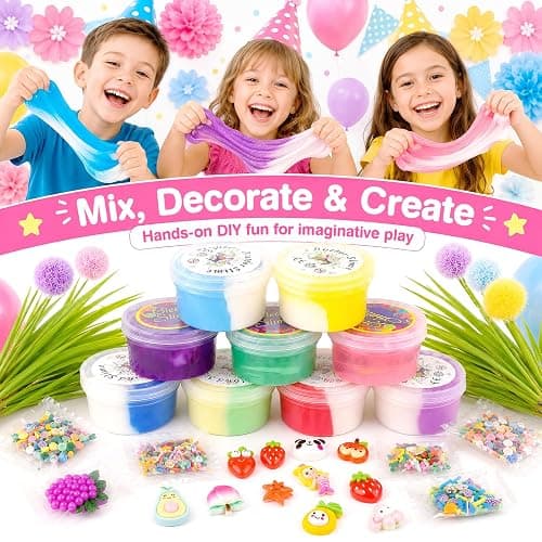 Slime Kit 9 Pack - 3 Butter 3 Cloud 3 Jelly Cube Crunchy Clear Slime - Soft Stretchy Stress Relief Toy for Kids, Birthday Party Favors for Boys & Girls 4-12, Classroom Reward, Kids Party Supplies thumbnail 6