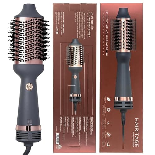 Hairitage Volumizing One Step Blow Dry Brush + Hair Dryer for Curling + Straightening - Ceramic Tourmaline Blowout Brush + Volumizer - Hair Styler for Smooth Shiny, Frizz-Free Styles - Matte Grey thumbnail 2