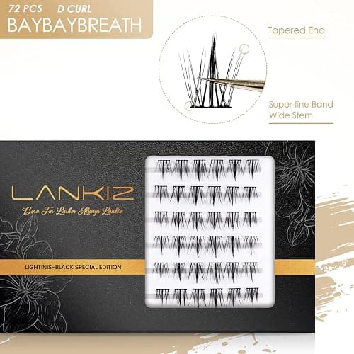 LANKIZ Lash Clusters for DIY Lash Extension, D Curl Individual Lashes, 10-16mm Cluster Lashes That Look Like Extensions, Natural Look Lash Extension at Home - Babysbreath D-Mix thumbnail 4