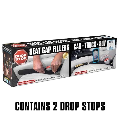 Drop Stop - The Original Patented Car Seat Gap Filler (As Seen On Shark Tank) - Between Seats Console Organizer, Set of 2 and Slide Free Pad and Light thumbnail 2
