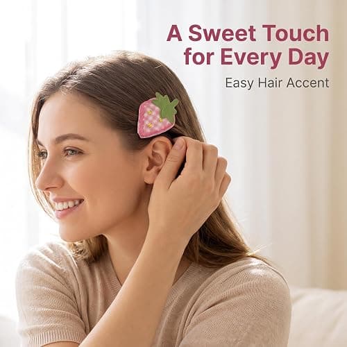 2Pcs Fabric Strawberry Hair Clips for Women Girls Sweet Hairpins Pink Barrettes Duckbill Hair Accessories，Clips and Barrettes thumbnail 6