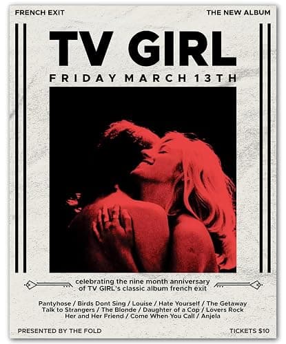 French Exit March 13 Retro Release - Tv Girl Poster - French Exit Poster - Tv Girl Room Decor for Bedroom - Trendy Wall Posters for Teen Girls - Unframed 8x10 Print - Vintage Aesthetic Music Art - Image 1