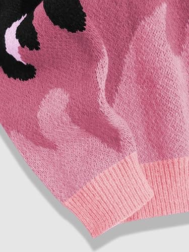 ZAFUL Men's Oversized Sweater Y2K Aesthetic Flame Graphic Crewneck Knit Pullover Unisex Casual Sweaters thumbnail 4