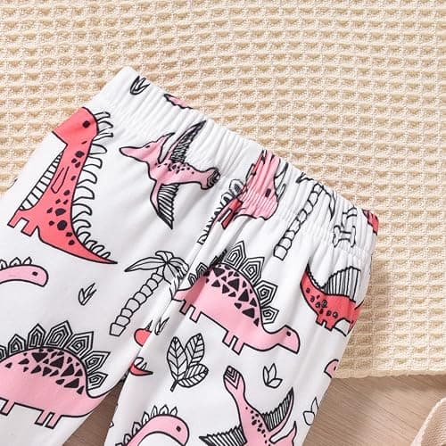 MINIFEIKO Newborn Infant Baby Girl Dinosaur Outfit Long Sleeve Hoodie Romper Bodysuit and Pants with Headband Set thumbnail 6