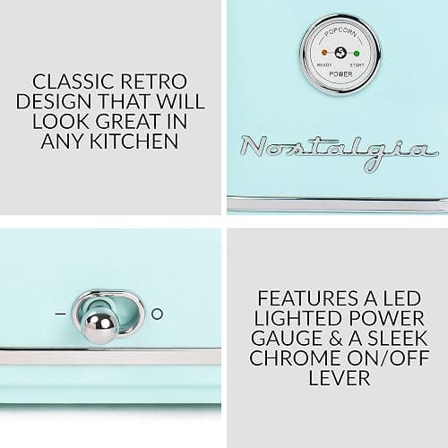 Nostalgia CLHAP12AQ Classic Retro Healthy Hot-Air Tabletop Popcorn Maker, Makes 12 Cups, with Kernel Measuring Scoop, Oil Free, Perfect for Birthday Parties, Movie Nights, Aqua thumbnail 3