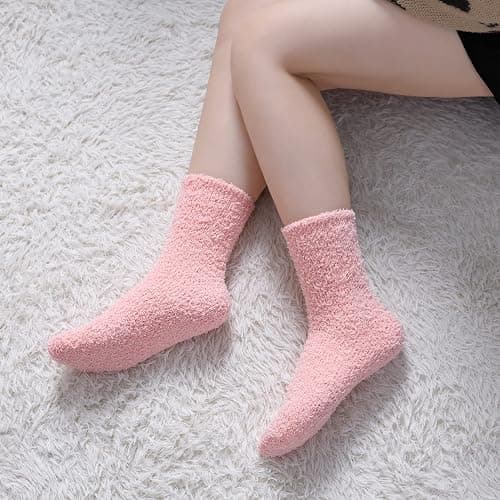 LINEMIN Womens Fuzzy Socks Cozy Fluffy Winter Warm Slipper Socks Microfiber Soft Home Sleeping Socks thumbnail 2