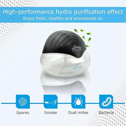 Sirena Twister Air Purifier (Black) - Water Filter Air Washer For Home and Office - Essential Oil Aroma Diffuser With LED Night light - Small Air Cleaner For Smoke and Pets thumbnail 7