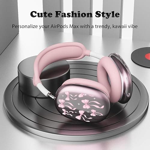 BlHMCASE Headphone Cover for AirPods Max, Cute Kawaii Ribbon Bow Clear Ear Cups Covers, Pink Silicone Ear Pad Case Headband Cover for Apple AirPods Max thumbnail 5
