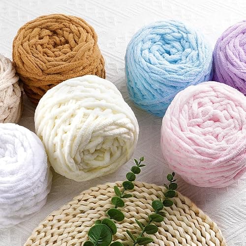 Chunky Chenille Yarn for Crocheting, Fluffy Baby Blanket Yarn for Crochet Sweater Shawl Scarf Gloves, Super Soft Amigurumi Plush Yarn 74 yds/3.5 oz (Black) thumbnail 6