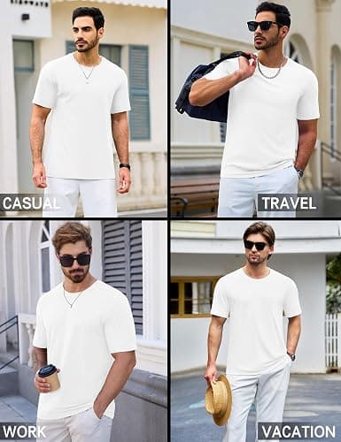 Cotrasen Mens T-Shirts Short Sleeve Cotton Crew Neck Lightweight Moisture Wicking Casual Soft Basic Plain Tee Shirts thumbnail 4
