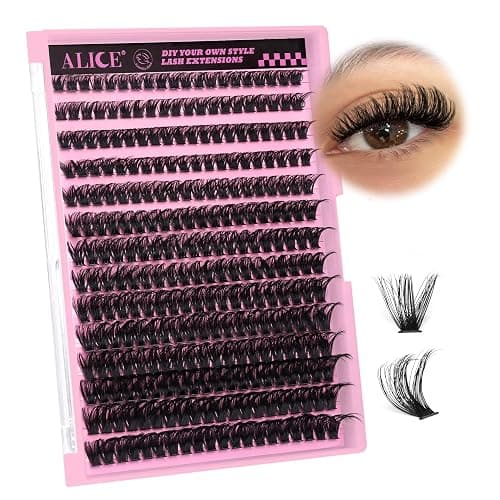 280Pcs Wispy Individual Lashes DIY Eyelash Extensions 8-16MM D-Curly Lash Extensions Lash Clusters 80D Cluster Eyelashes DIY at Home by ALICE thumbnail 8
