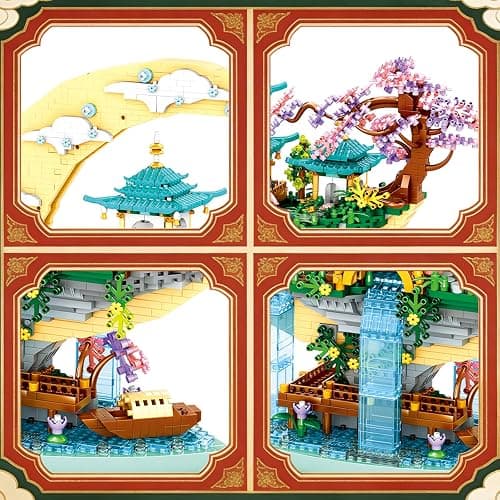 HJPLPXH Chinese Moon Palace Architecture Building Set,Cherry Blossom Bonsai Bricks, Micro Japanese Sakura Tree House Model,Moon-Themed Building Kit.Ideal Gift for Adults & Teens. thumbnail 5