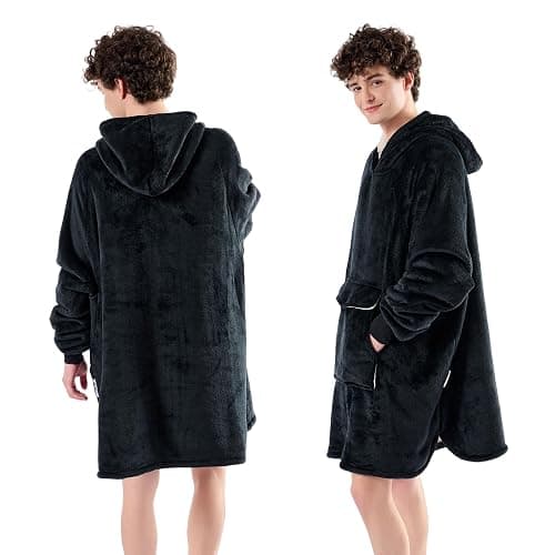 Krifey Wearable Blanket Hoodie for Men, Oversized Sherpa Fleece Sweatshirt with Giant Pocket, Cozy Birthday & Christmas Gifts for Him thumbnail 3
