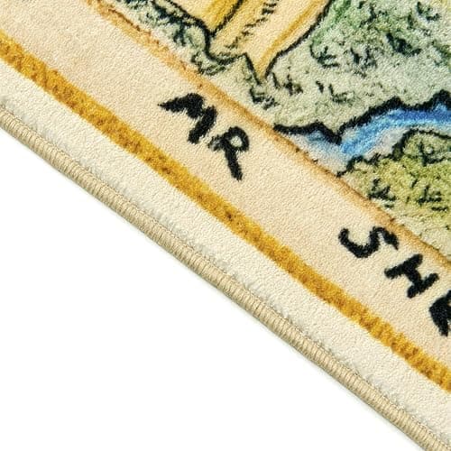 Estmy Washable Vintage Woodland Rug, 3ft Cute Fun Nursery Rugs for Girls Boys Neutral, Soft Stain Resistant Hundred Acre Wood Map Carpet, Cartoon Retro Kids Play Roud Rug Circle Infant Playmat thumbnail 5