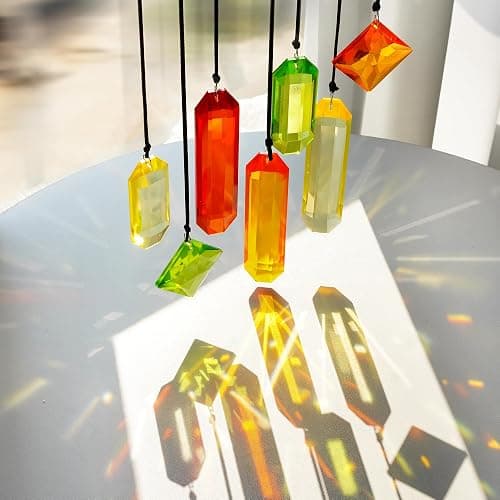Set of 7 Colorful Crystal Ornaments for Christmas Window Hanging, Crystal Prisms Icicle Ornaments, Stained Gass Art Suncatcher for Indoor Window for Women thumbnail 6