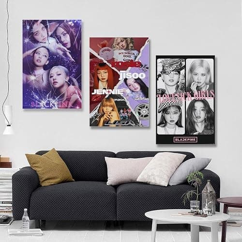 BELNQDHPO A Set Of 3 Blackpink Poster Music Vintage Kpop Korean Girl Group Für Zimmer, Ästhetische Leinwand-Wandkunst, Schlafzimmer-Dekor Posters 08x12inch(20x30cm)-3pcs thumbnail 5