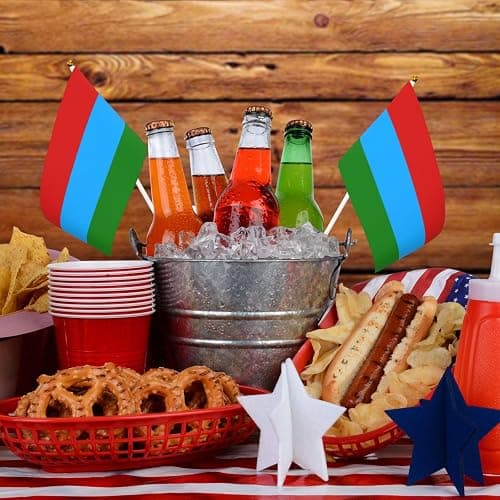 Karelia Flag Small Hand Held Flags, Mini Flags On Stick For Party Team Activities Parades Holiday Decoration 10 Pack thumbnail 6